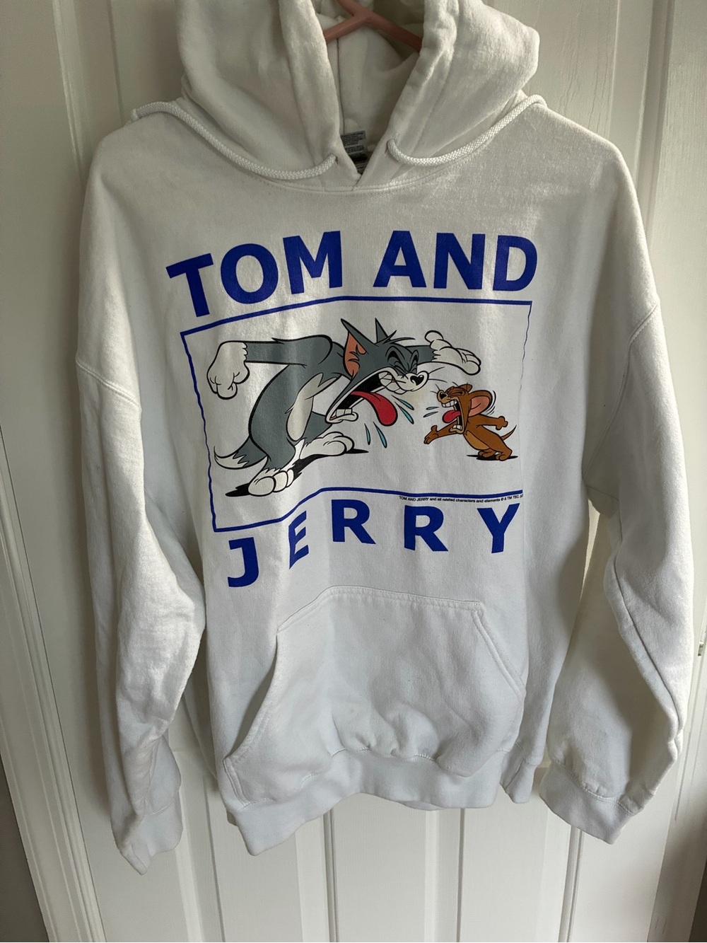 Gildan White Tom and Jerry Graphic Crewneck Sweatshirt